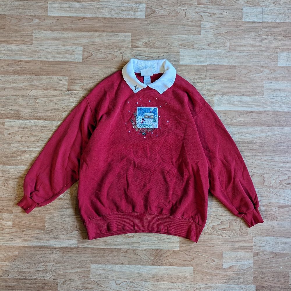 Vintage Ugly Christmas Sweater - Snowy Scene